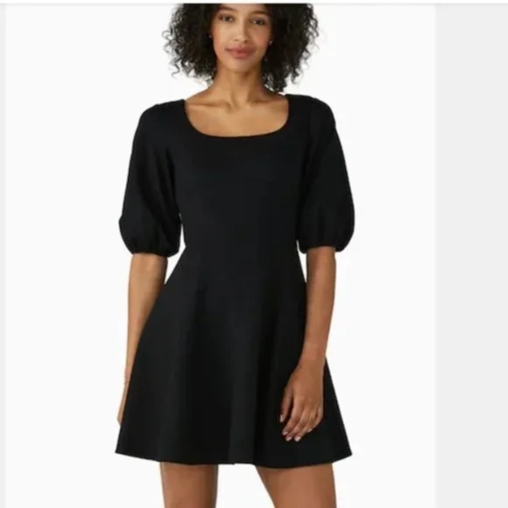 Kate Spade Black Mini Dress with Puff Sleeves